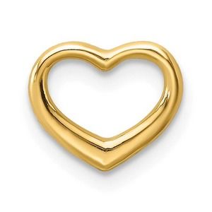 Solid 10K Yellow Gold Womens Girls Heart Slide Pendant Charm Small 8.53 mm